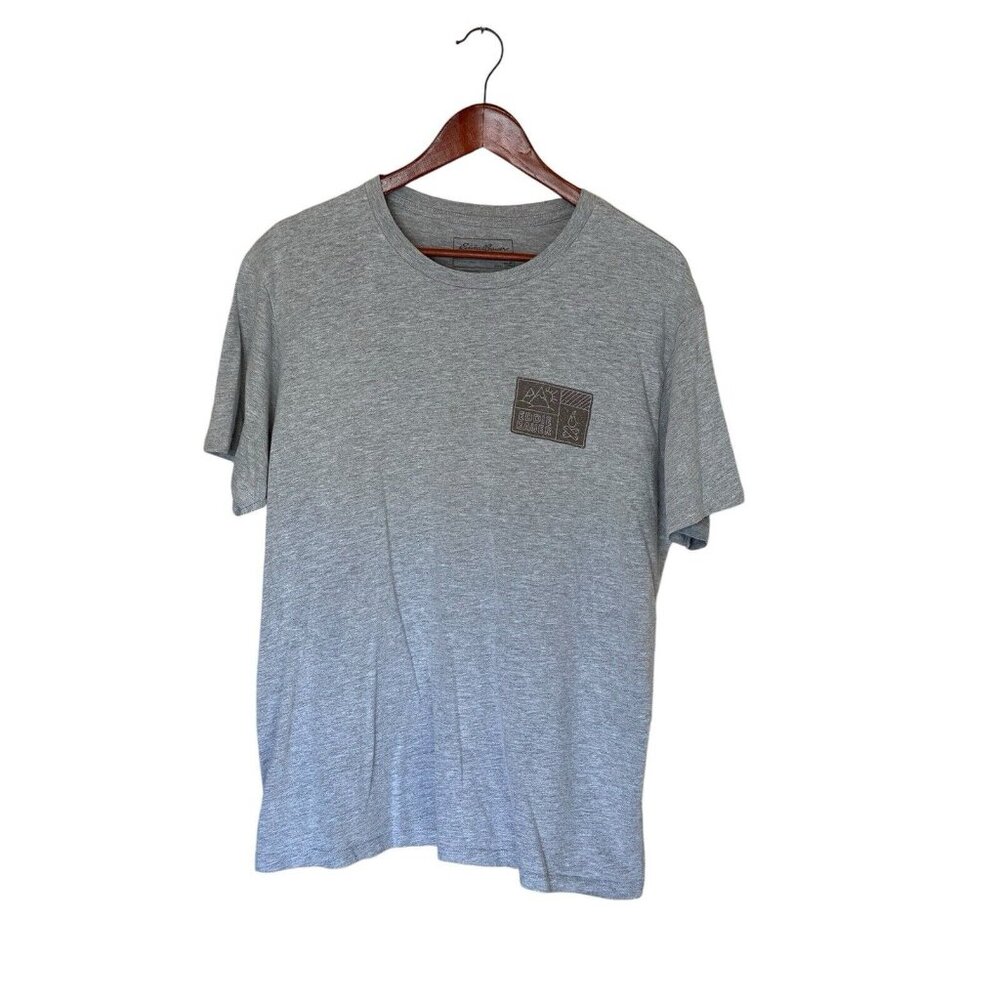 Eddie Bauer Gray S/S T-Shirt Men's Size M Backpack Campfire Tee